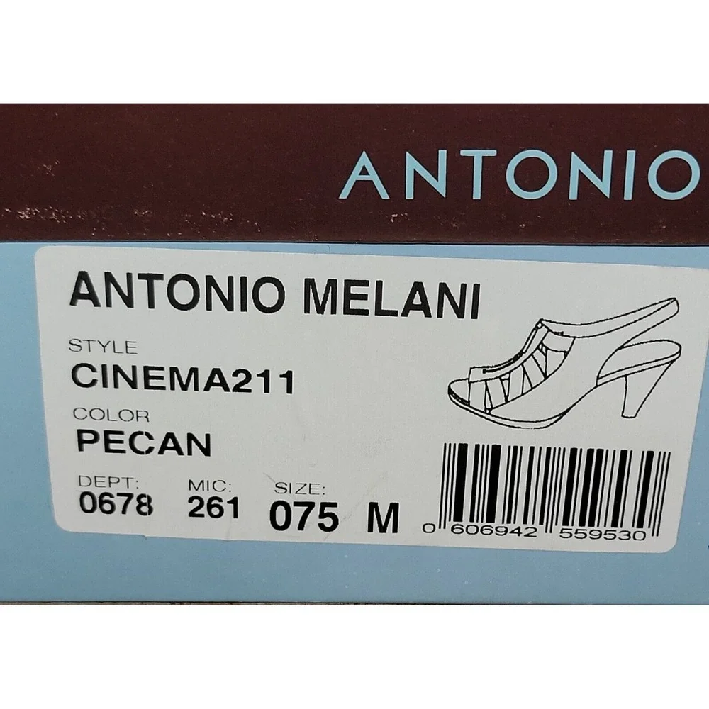 Antonio Melani Cinema Women's Walnut Brown Heeled Leather Sandals Size 7.5 M New